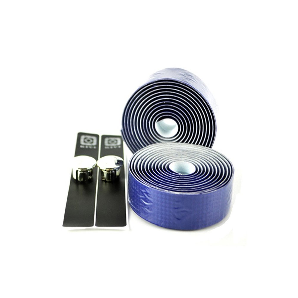 Clover Carbon Fiber Comfort Gel Road Bike Cyling Handlebar Tape Wrap with Reflective Bar Plugs (Blue)