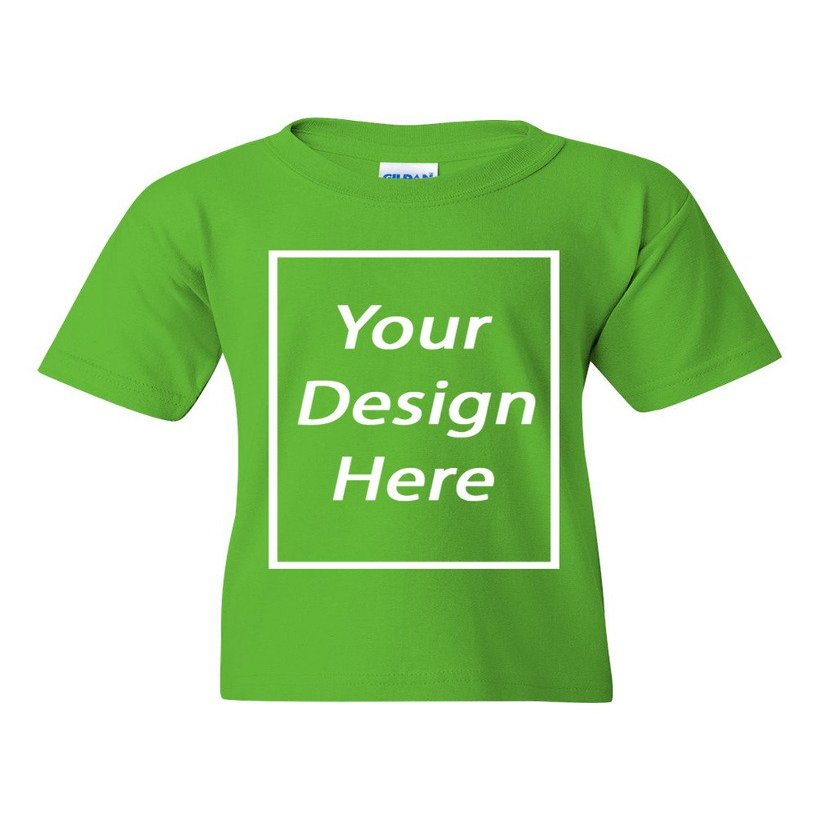 Add Your Own Text Design Custom Personalized Youth Kids T-Shirt Tee (Medium, Electric Green)