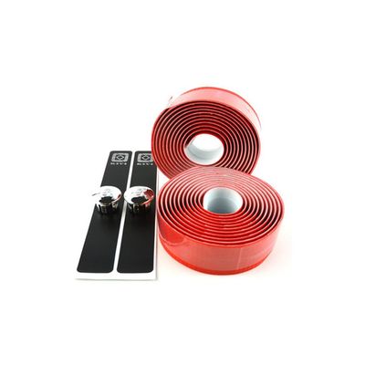 Clover Carbon Fiber Comfort Gel Road Bike Cyling Handlebar Tape Wrap with Reflective Bar Plugs (Red)