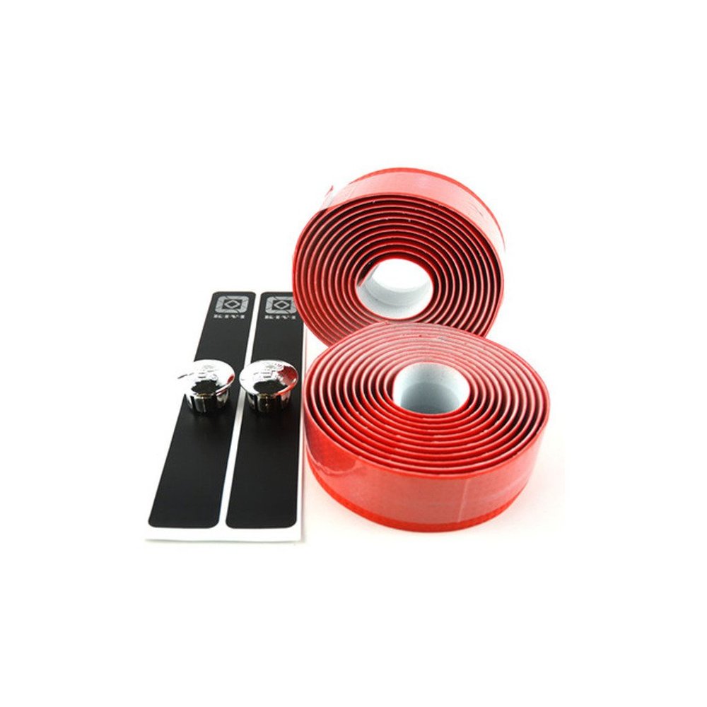 Clover Carbon Fiber Comfort Gel Road Bike Cyling Handlebar Tape Wrap with Reflective Bar Plugs (Red)