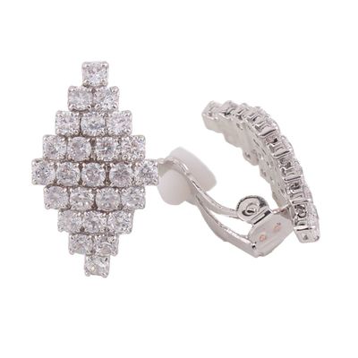 GRACE JUN Bridal Platinum Plated Clip on Earrings No Pierced for Women Fashion Jewelry Ear Clip