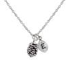 MignonandMignon Silver Dainty Pinecone Necklace Initial Charm Nature Jewelry Leaf Pendant Mother's Day Gift for Her (E) - 3PCN view 1