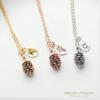MignonandMignon Silver Dainty Pinecone Necklace Initial Charm Nature Jewelry Leaf Pendant Mother's Day Gift for Her (E) - 3PCN view 4