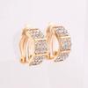 Grace Jun European Style Bridal Rhinestone Crystal Rectangle Shape Clip on Earrings Non Piercing for Women (gold plated) view 3