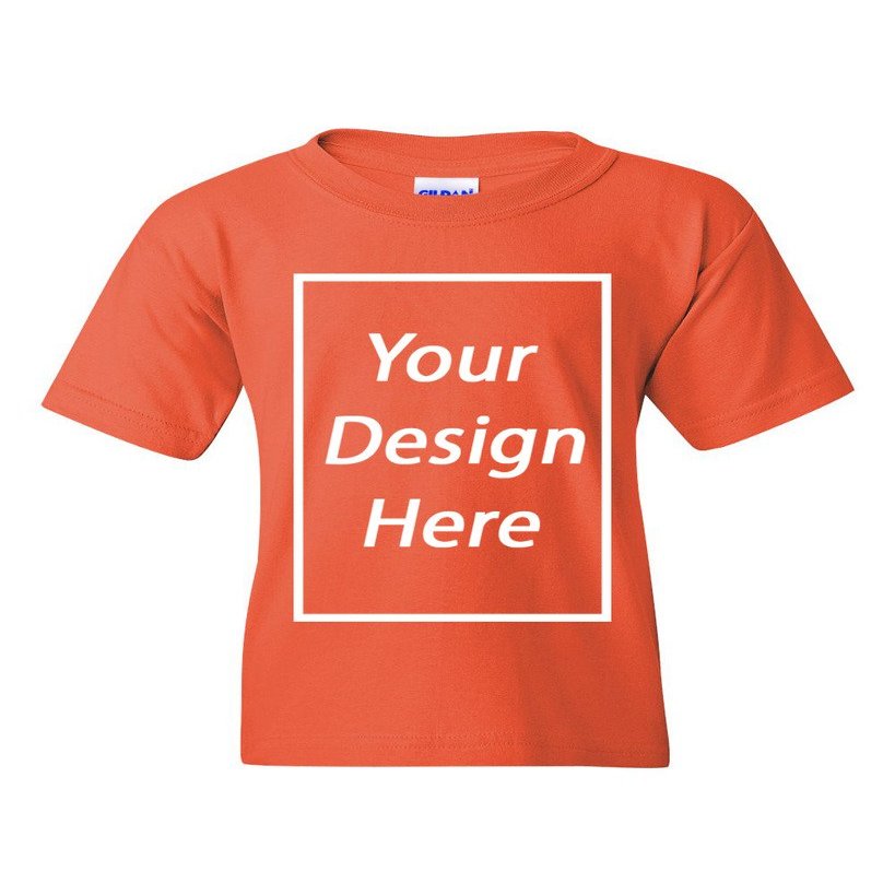 Add Your Own Text Design Custom Personalized Youth Kids T-Shirt Tee (Large, Coral Silk)