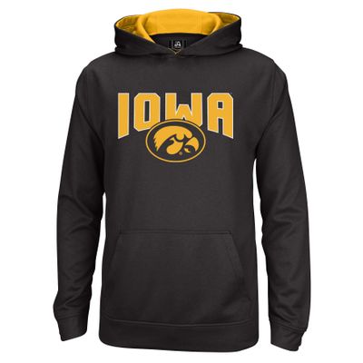 J America NCAA Iowa Hawkeyes Kids & Baby Foundation Poly Hoodie, Small, Black/Gold