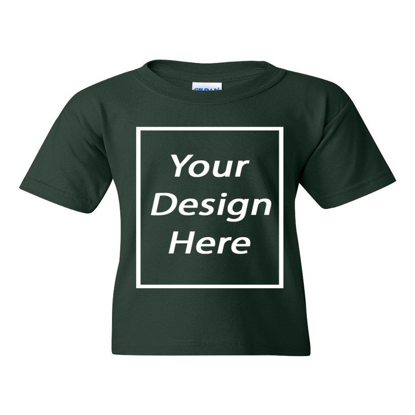 Add Your Own Text Design Custom Personalized Youth Kids T-Shirt Tee (Medium, Forest Green)