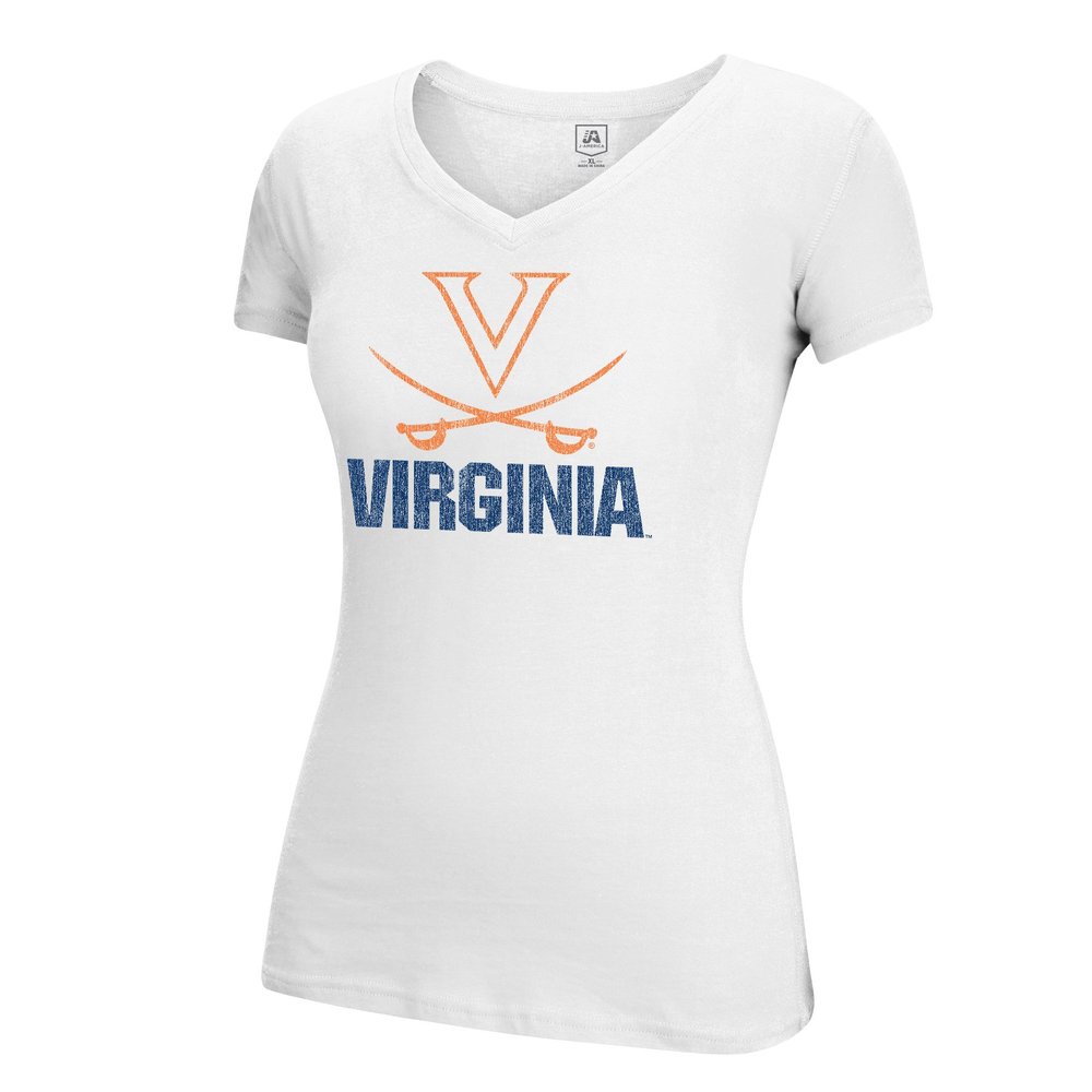J America NCAA Virginia Cavaliers Women's Large Mascot Essential Tee, White, Medium
