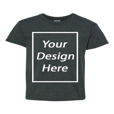 Add Your Own Text Design Custom Personalized Youth Kids T-Shirt Tee (Large, Dark Heather)