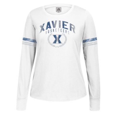 NCAA Xavier Musketeers Women's Long Sleeve Laurel Essential Tee, White, Small