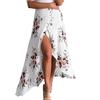 Taiduosheng Women's Asymmetrical Floral Ankle Length Long Open Side Beach Skirts White XL view 1