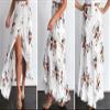 Taiduosheng Women's Asymmetrical Floral Ankle Length Long Open Side Beach Skirts White XL view 2