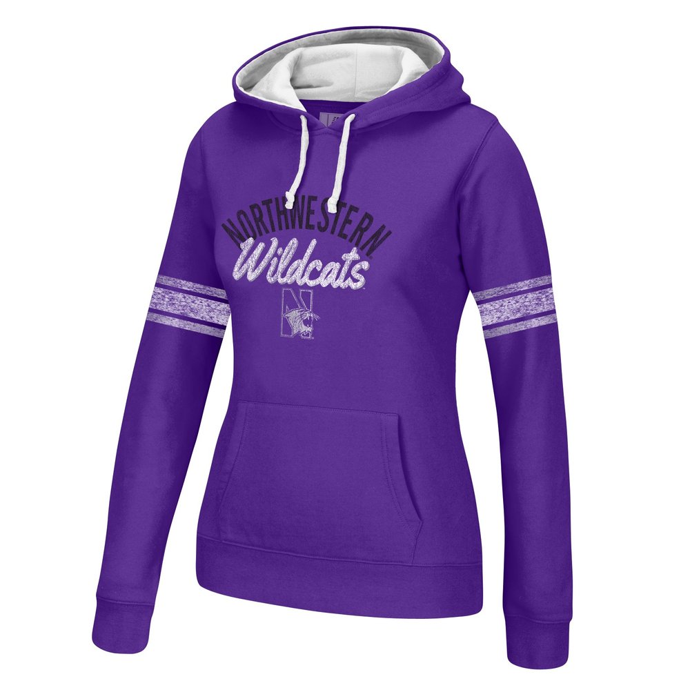 NCAA Northwestern Wildcats Women's Essential Arm Stripe Hoodie, X-Large, Purple/White