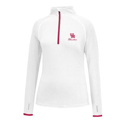 J America Adult Women Script Logo Power Through Poly 1/2 Zip, Houston Cougars, Small
