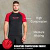 Elite Sports New Item Standard Short Sleeve Compression, Mma, Bjj, No Gi, Cross Training Rash Guard, XX-Large, Red view 3