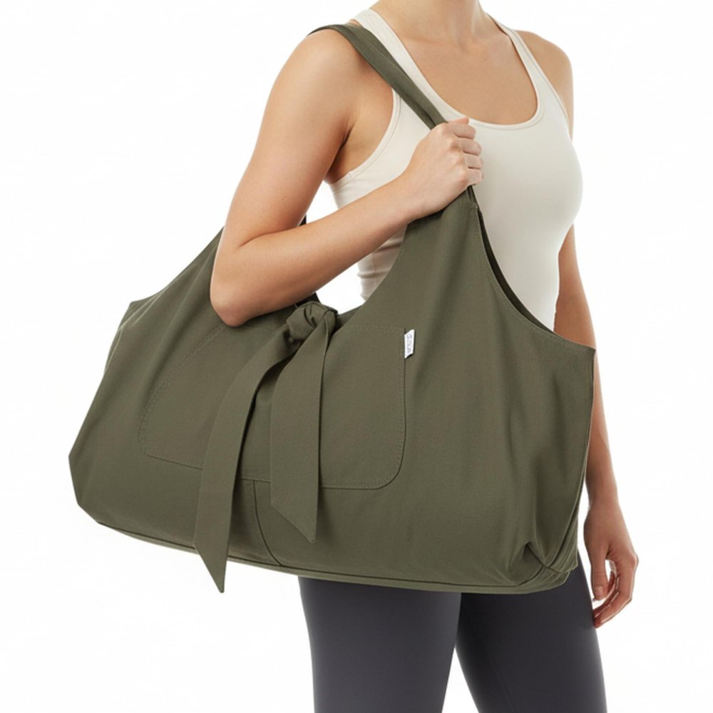 Yogiii Yoga Mat Bag | The ORIGINAL - Now Improved - YogiiiTotePRO | Large Yoga Mat Bag or Yoga Mat Carrier with Side Pocket | Yoga Bag Fits Most Size Mats (Olivine Green)