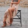 Taiduosheng Women's Asymmetrical Floral Ankle Length Long Open Side Beach Skirts Pink M view 2