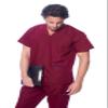 Dagacci Scrubs for Men Set - V-Neck Scrub Top and Cargo Pants - 8 Pockets Men Scrubs Set (X-Small, Burgundy) view 2