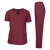 Dagacci Scrubs for Men Set - V-Neck Scrub Top and Cargo Pants - 8 Pockets Men Scrubs Set (X-Small, Burgundy) view 3