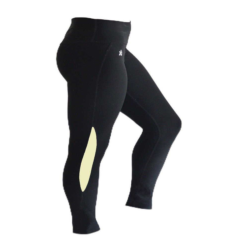 dimok Yoga Pants Leggings High-Waist Tummy Control w Hidden Pocket - Black with Variety Inserts  (S, Black White Insert)