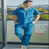 Dagacci Scrubs for Men Set - V-Neck Scrub Top and Cargo Pants - 8 Pockets Men Scrubs Set (Small, Royal Blue) view 4
