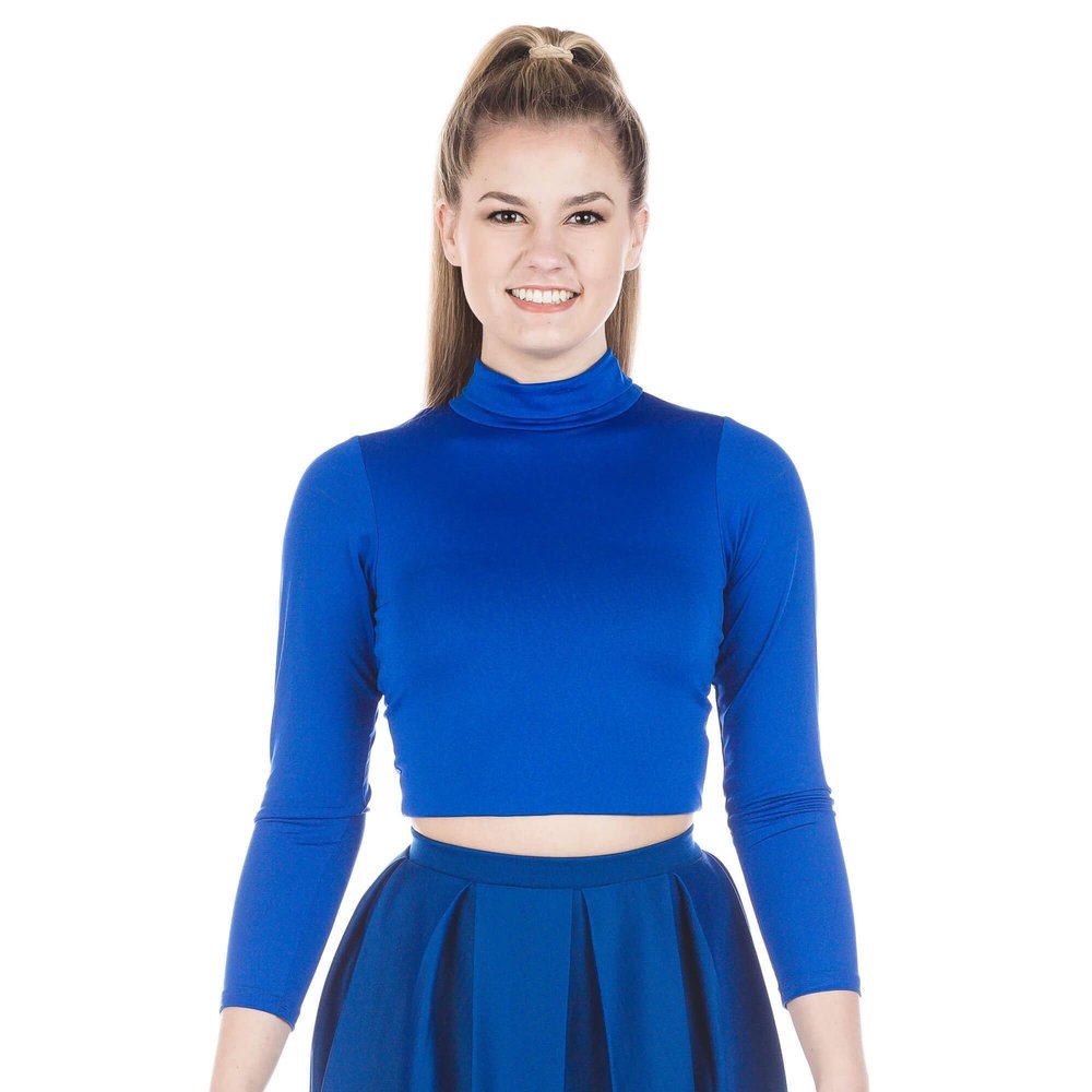 Danzcue Womens' Cheerleading Basic Bodyliner Top Sportswear Body Suits, Royal, Large