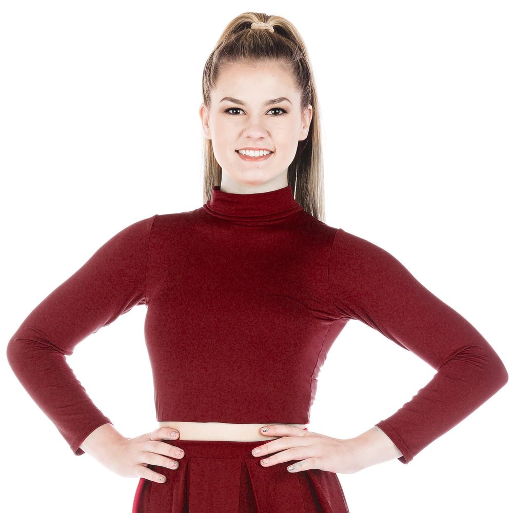 Danzcue Womens' Cheerleading Basic Bodyliner Top Sportswear Body Suits, Scarlet, Small