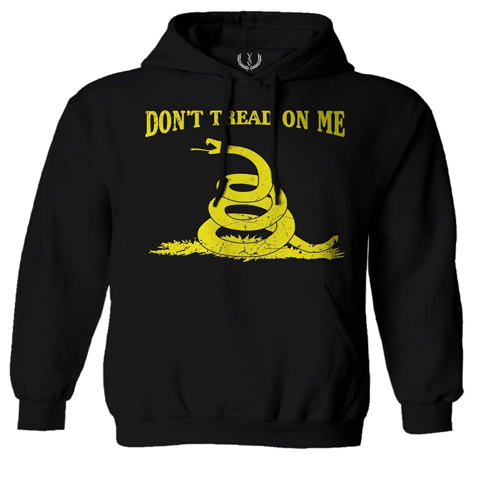 0024. American Don't Tread ON ME Military Combat United State Patriotic Style Sweatshirt Pullover Hoodie (Black, X-Large)