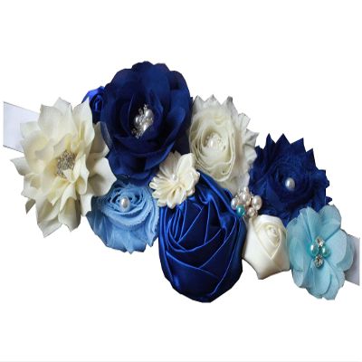 nania maternity pregnancy sash for Mon to be baby shower sash flower sash (Royal blue)