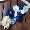 nania maternity pregnancy sash for Mon to be baby shower sash flower sash (Royal blue) view 2