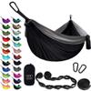 Gold Armour Camping Hammock - XL Double Hammock Portable Hammock Camping Accessories Gear for Outdoor Indoor with Tree Straps, USA Based Brand (Black and Gray) view 1