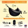 Gold Armour Camping Hammock - XL Double Hammock Portable Hammock Camping Accessories Gear for Outdoor Indoor with Tree Straps, USA Based Brand (Black and Gray) view 2