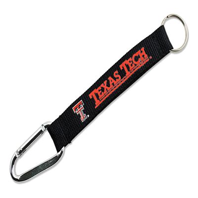 aminco NCAA Texas Tech Red Raiders Carabiner Lanyard Keyring Black, 8"