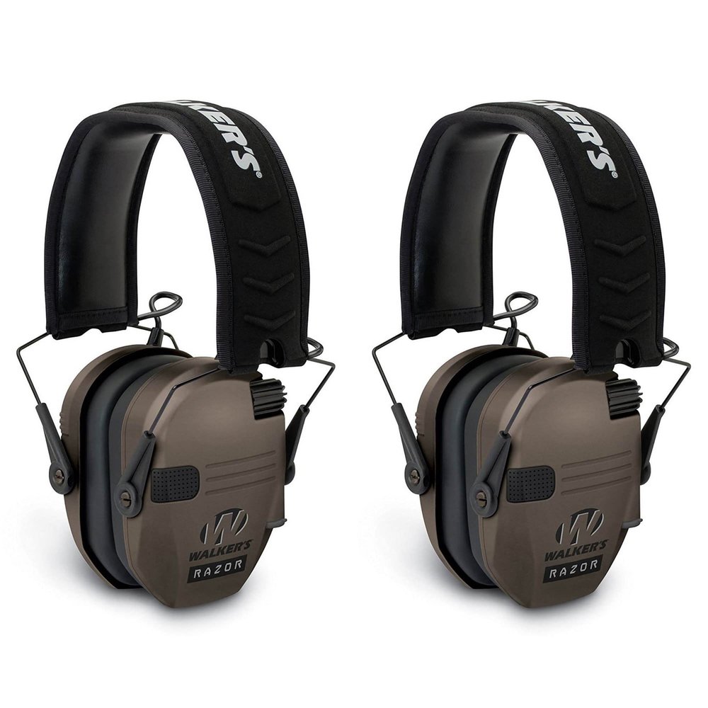 Walker's 2-Pack Electronic Hearing Protection Earmuffs, Razor Slim Shooter, Dark Earth