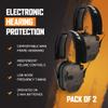 Walker's 2-Pack Electronic Hearing Protection Earmuffs, Razor Slim Shooter, Dark Earth view 3