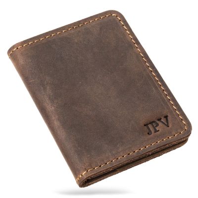 PEGAI Personalized 100% Leather Bifold Wallet for Men with Credit Card Holder | Minimalist Wallet for Men, Handmade Slim Wallet | Knox (Chestnut)