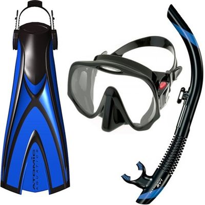 Atomic Pro Package - X1 Open Heel Blade Fin, SV1 Snorkel and Frameless Mask (X-Large, Red)