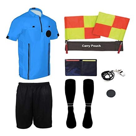 New! 2018 Pro Soccer Referee Package (9 Piece) (Blue, Youth Large)