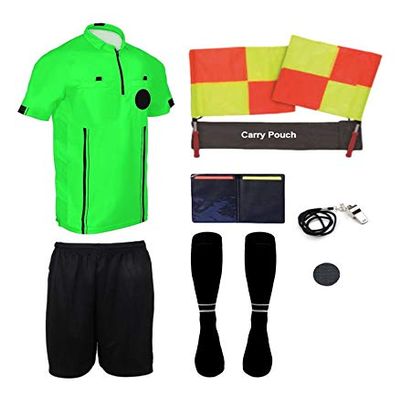 New! 2018 Pro Soccer Referee Package (9 Piece) (Green, Youth Large)