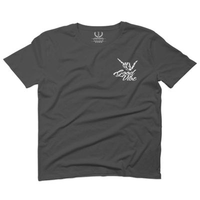 0012. Good Vibe Bones Hand Shaka Cool Vintage Hipster Graphic for Men T Shirt (Charcoal, 2X-Large)