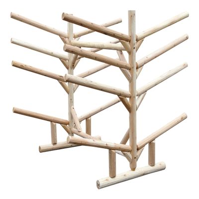 8-Place 2 Canoes + 6 SUP Log Rack, Freestanding Kayak Racks for Outdoor Storage, Canoe Stand, Surfboard Racks, SUP Paddle Board Storage Stand, Heavy Duty Canoe Boat Rack, Surfing Board - Unfinished