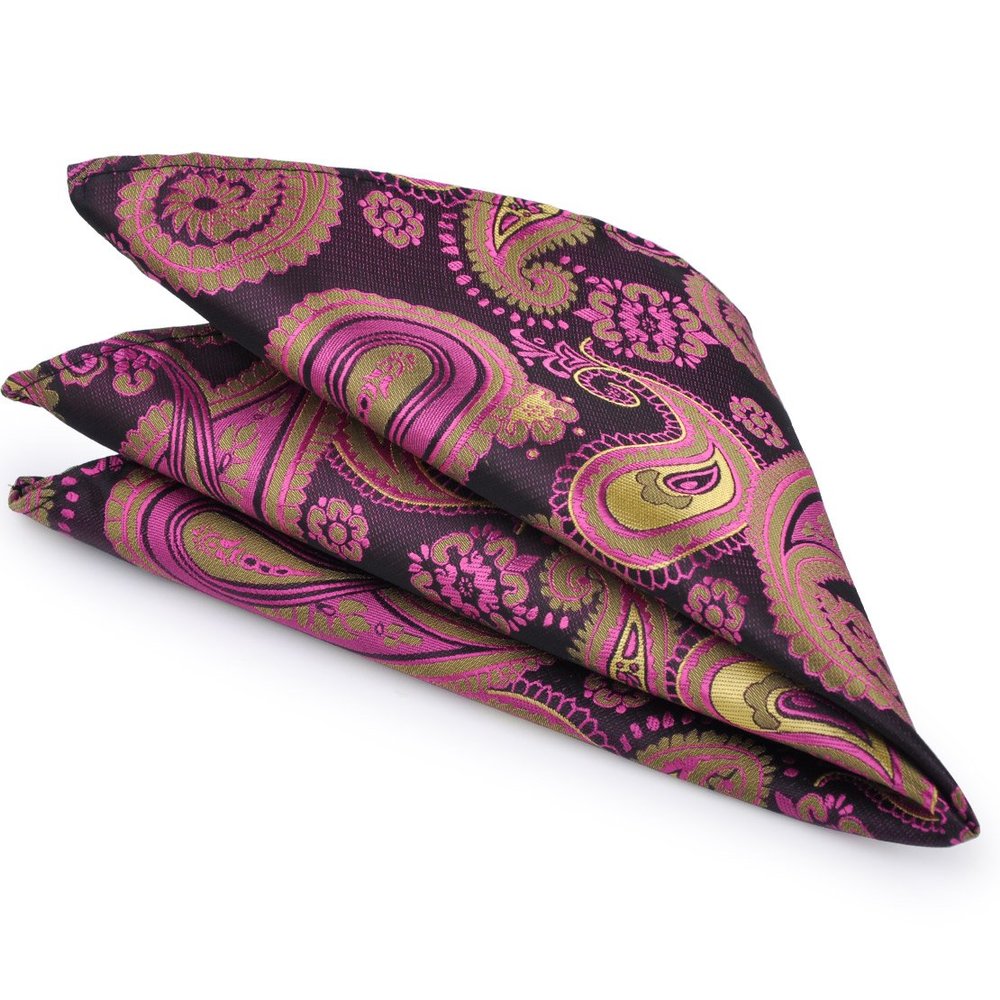 ciciTree 12"x 12" Men's Paisley Pocket Square Purple Jacquard Woven Gift