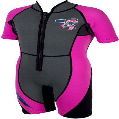 IST WSK-03 Kids 3mm Shorty with Super Stretch Panels and Front Zip (Hot Pink, X-Small)