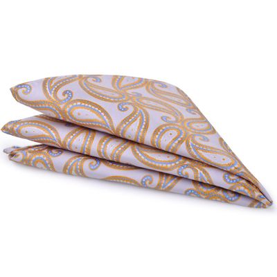 ciciTree 12"x 12" Men's Paisley Pocket Square Orange Jacquard Woven Gift