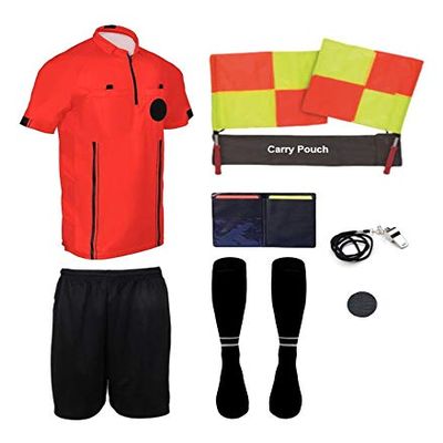 New! 2018 Pro Soccer Referee Package (9 Piece) (Red, Adult Large)