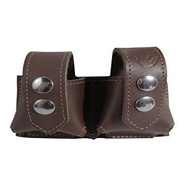 New Barsony Brown Leather Revolver Double Speed Loader Pouch for 6 Shot .44 Mag