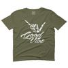 0013. Big Good Vibe Bones Hand Shaka Cool Vintage Hipster Graphic for Men T Shirt (Olive Green, 2X-Large) view 1