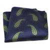 ciciTree 12"x 12" Men's Paisley Pocket Square Navy Blue Jacquard Woven Gift view 2