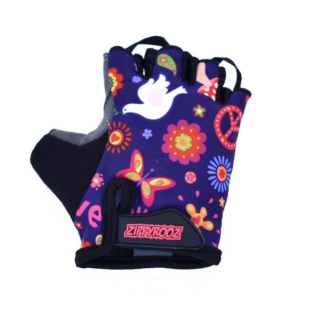 ZippyRooz Toddler & Little Kids Bike Gloves for Balance and Pedal Bicycles for Ages 1-8 Years Old. 8 Designs for Boys & Girls (Peace, Little Kids XL (7-8))
