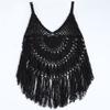 Cresay Women Sexy Crochet Bikini Cover Up Lace Knitted Swimsuit Cover Up Dress-Black-L view 3
